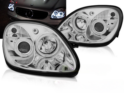 CHROME ANGEL EYES HEADLIGHTS for MERCEDES R170 SLK 04.96-04 