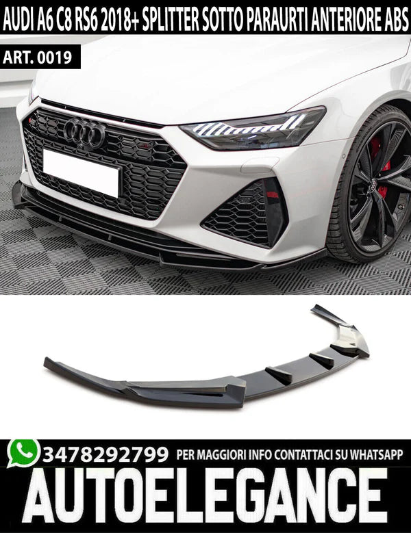 SPLITTER SUITABLE FOR AUDI A6 4G C8 2018+ GLOSSY BLACK V1 SPORTY LOOK 