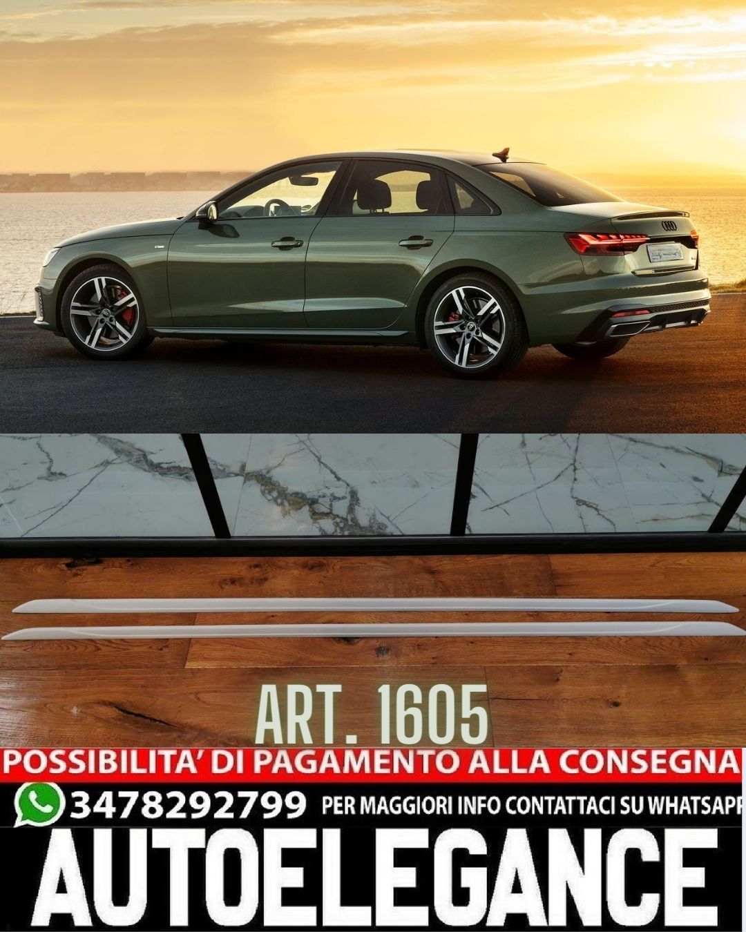 MINIGONNE LATERALI ADATTE PER AUDI A4 B9 8W AVANT BERLINA SLINE S4 LOOK GREZZO
