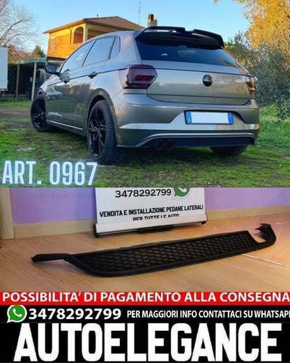 DIFFUSORE POSTERIORE ADATTO PER VW POLO AW1 2018+ LOOK GTI ABS DESIGN NERO OPACO