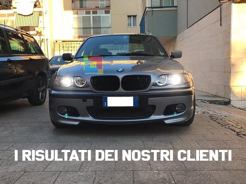 FARI ADATTI PER BMW SERIE 3 E46 2001-2005 ANGEL EYES + DOPPIO KIT LED