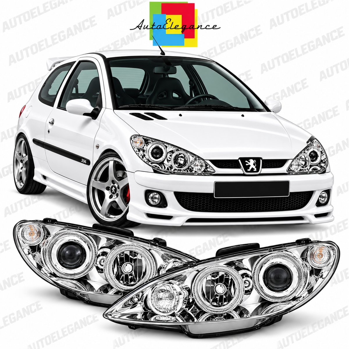 ART.11097 FARI ANTERIORI ADATTO PER PEUGEOT 206 02- LED