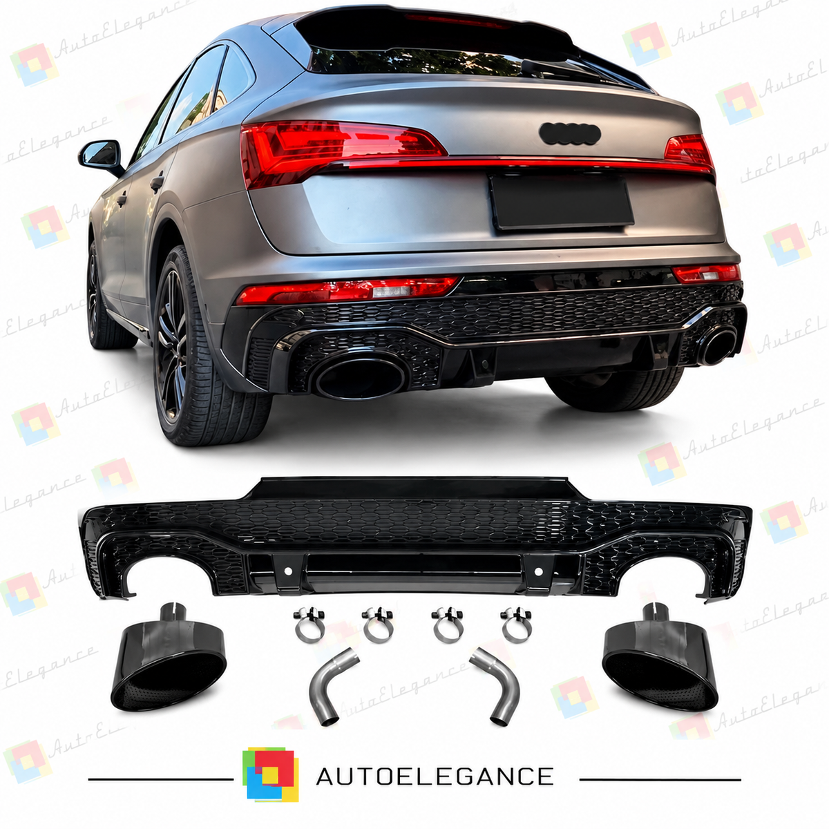 💕ART.10611 Diffusore Posteriore adatto per Audi Q5 Sportback 2021+ Look RSQ5💕