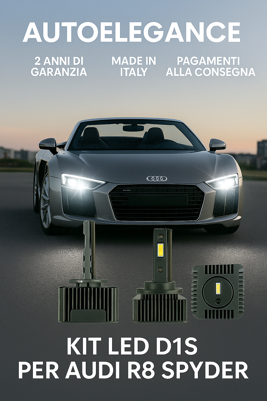⭐KIT XENON D1S 6000K ANABBAGLIANTI PER AUDI R8 SPYDER – LUCE BIANCA POTENTE⭐