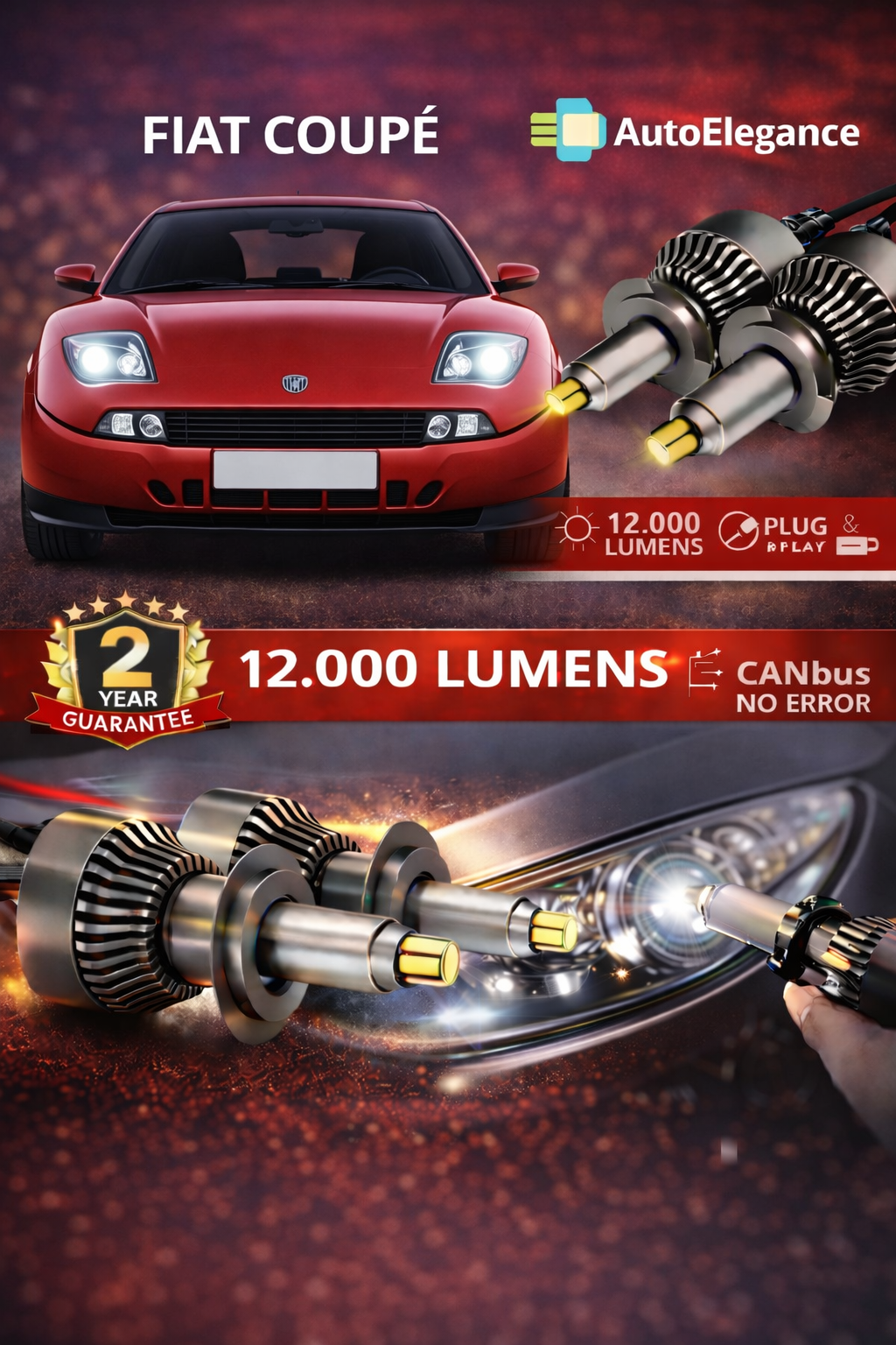 KIT LED Fiat COUPÉ ANABAGLIANTI H7 CANBUS Bianco 6500K 360 gradi