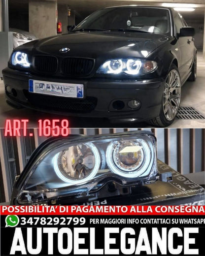 FARI ADATTI PER BMW SERIE 3 E46 2001-2005 ANGEL EYES + DOPPIO KIT LED