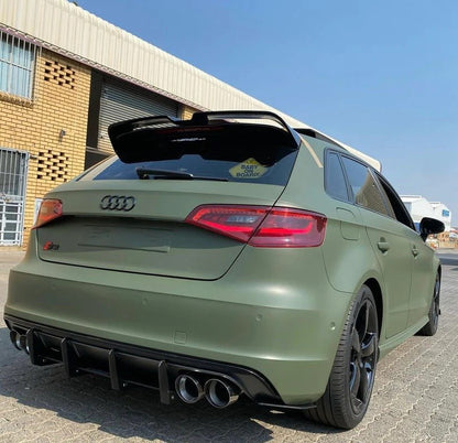 SPOILER ADATTO PER AUDI A3 8V 2012-2020 SPORTBACK LOOK SPORTIVO NERO LUCIDO
