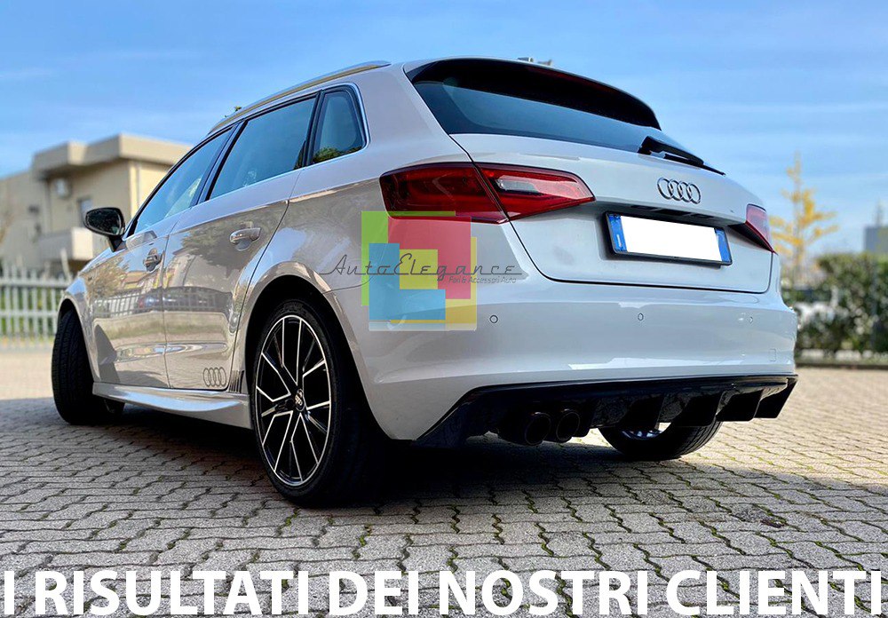 ✨DIFFUSORE ADATTO PER AUDI A3 8V LOOK RS3 12-16 LOOOK NERO LUCIDO 2SX SPORTIVO✨