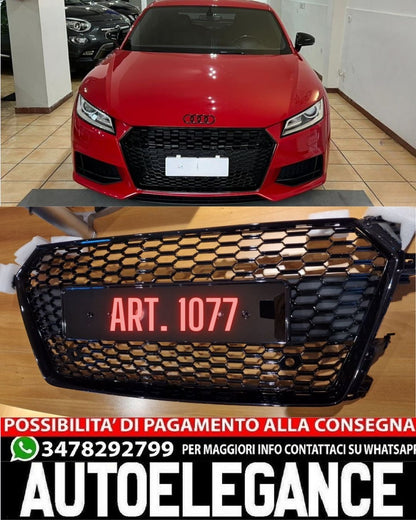 GRIGLIA ADATTA PER AUDI TT FV 8S 2014-2018 LOOK TTRS DESIGN NERO LUCIDO