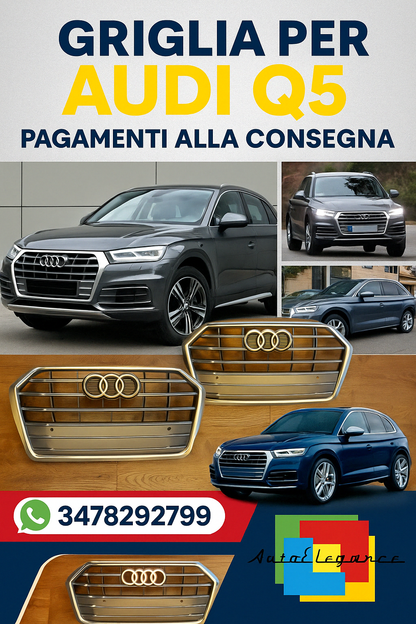 💥2196 GRIGLIA ADATTO PER AUDI Q5 FY 2017-2020 LOOK SQ5 GRIGIO SATINATO💥