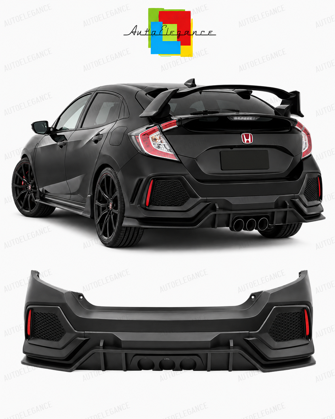 💕PARAURTI POSTERIORE HONDA CIVIC 16-20 LOOK NUOVO TYPE R💕