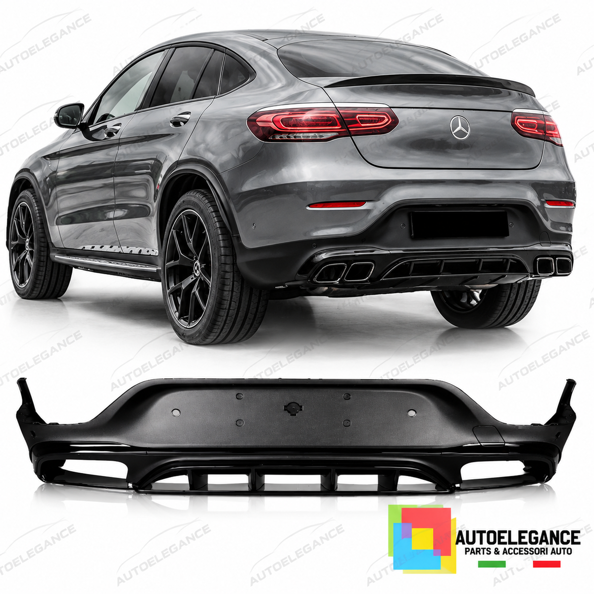 DIFUSORE ADATTO PER MERCEDES GLC C253 COUPE 19-22 LOOK AMG GLC63 NERO