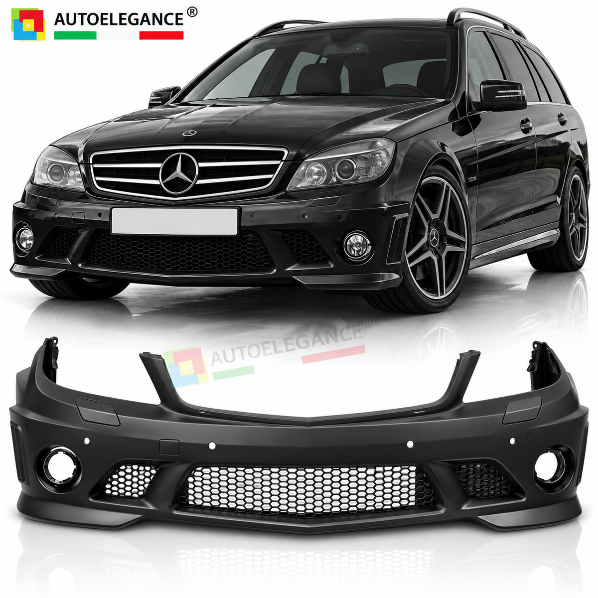 PARAURTI ANTERIORE STILE SPORT ADATTO PER MERCEDES W204 07-10 LOOK AM