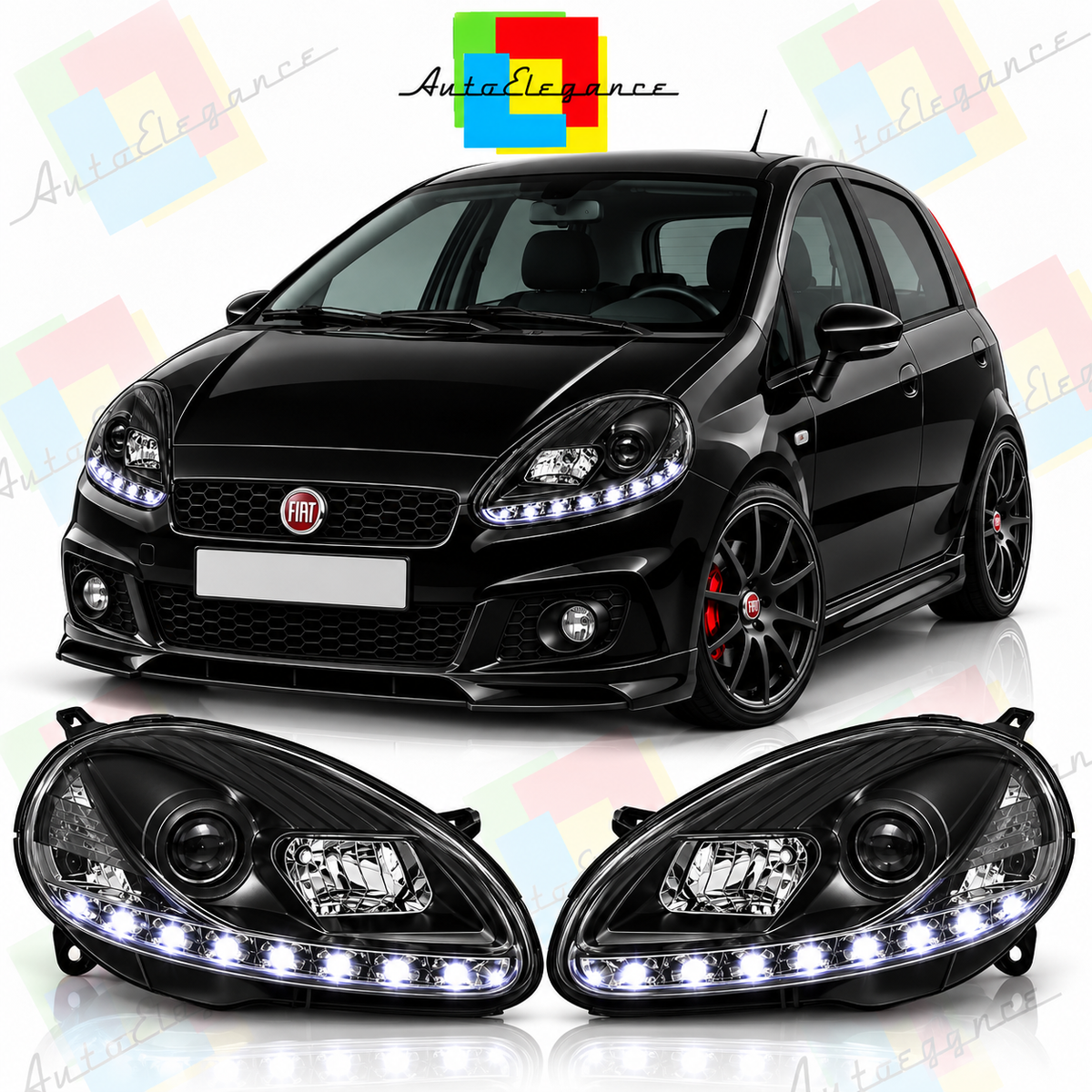 ART.11156  FARI ANTERIORI ADATTO PER FIAT GRANDE PUNTO 08-09 NERO