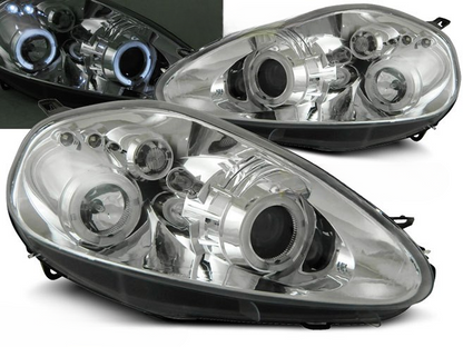 💫ART.6162 FARI ANTERIORI OCCHI D'ANGELO per FIAT GRANDE PUNTO 05-08 CROMATI💫
