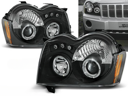 ART.5567  FARI ANTERIORI JEEP GRAND CHEROKEE 05-08 ANGEL EYES BLACK