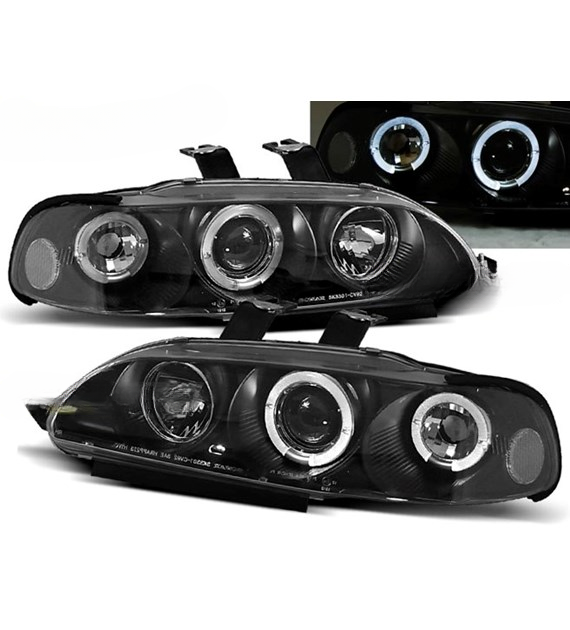 ART.6445 FARI  ANTERIORI HONDA CIVIC 09.91-08.95 4D ANGEL EYES BLACK