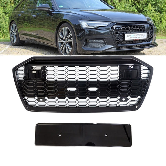 Gloss Black Full Grille Honeycomb Grille Fit For Audi A6 C8 2019+