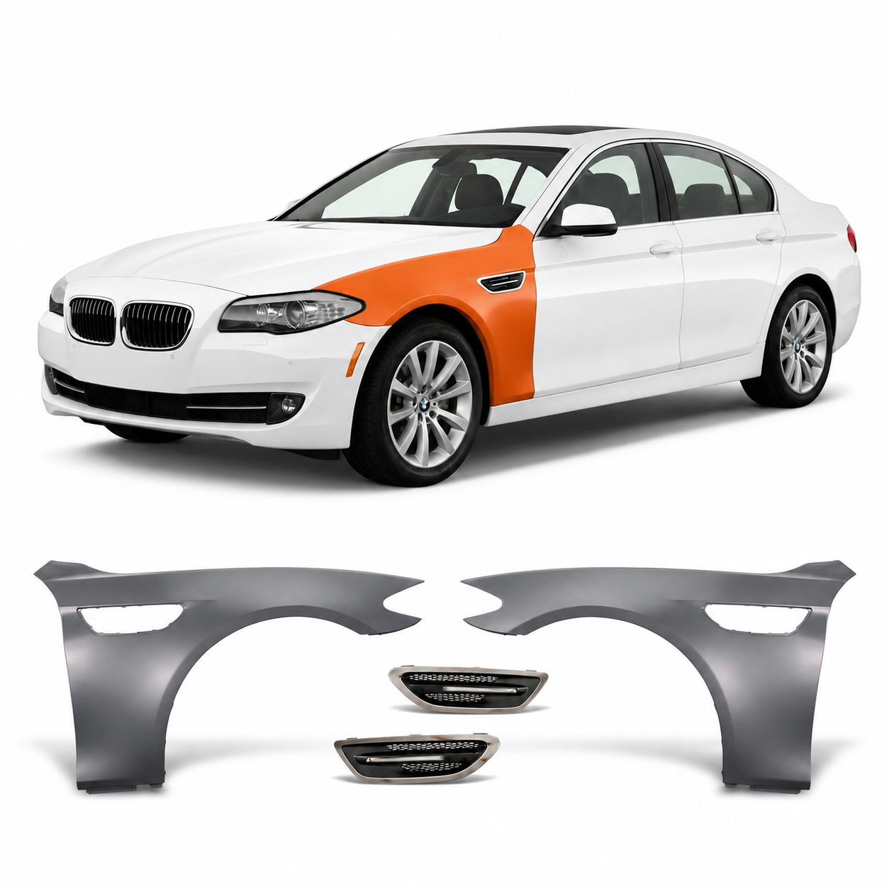 👉Parafanghi anteriori con prese d'aria LED per BMW Serie 5 F10/F11 2009-2016👈