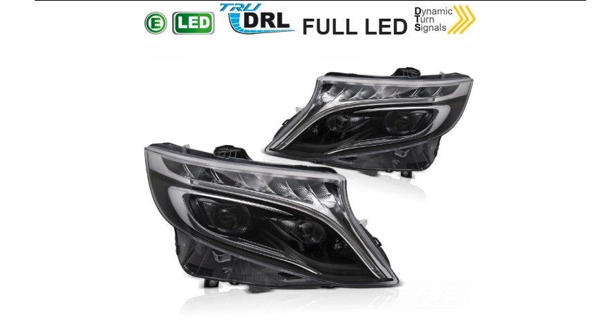 💥ART.4106 Fari Anteriori Full LED Nero adatto per MERCEDES V-Class / Vito W447 14-23💥