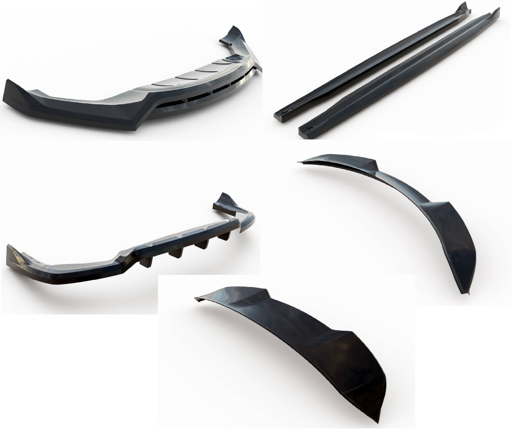 SPLITTER SUITABLE FOR VW GOLF 8 GTI GTD RLINE LOOK GLOSSY BLACK SPORTY DESIGN 