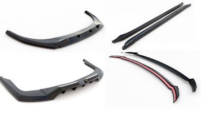 SPLITTER SUITABLE FOR VW GOLF 8 GTI GTD RLINE LOOK GLOSSY BLACK SPORTY DESIGN 