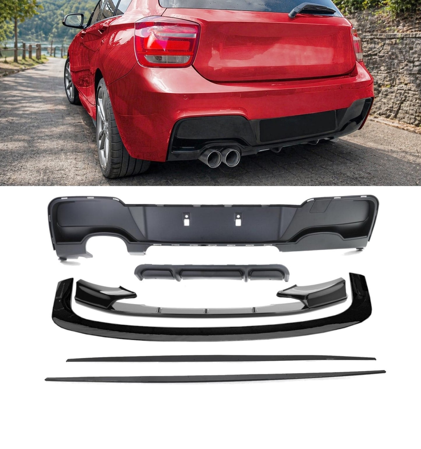 💕 BODTYKIT  BMW SERIE 1 F20 F21 PRE-LCI M-SPORT NERO  LUCIDO 2011-2015💕