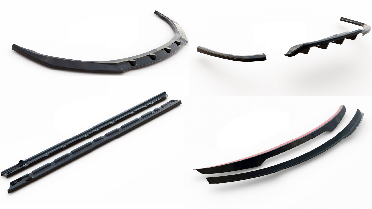 SPLITTER SUITABLE FOR VW GOLF 8 GTI GTD RLINE LOOK GLOSSY BLACK SPORTY DESIGN 