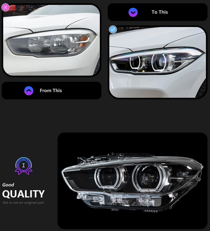 💕 COPPIA FARI FULL FULL LED ADATTI BMW SERIE 2 F20  15-18 PER ALOGENI 💕