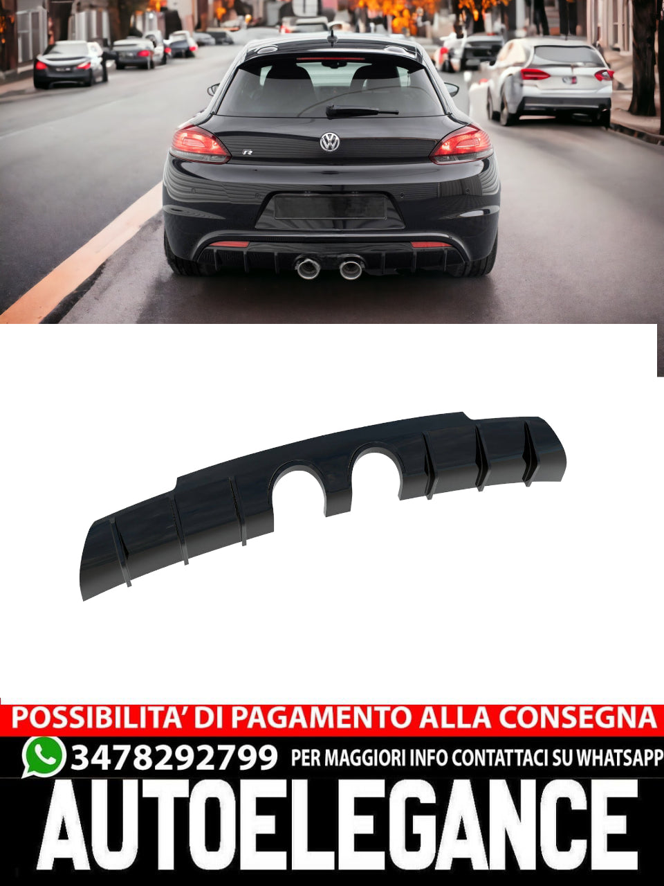 REAR DIFFUSER V.3 SUITABLE FOR VOLKSWAGEN SCIROCCO R MK3 