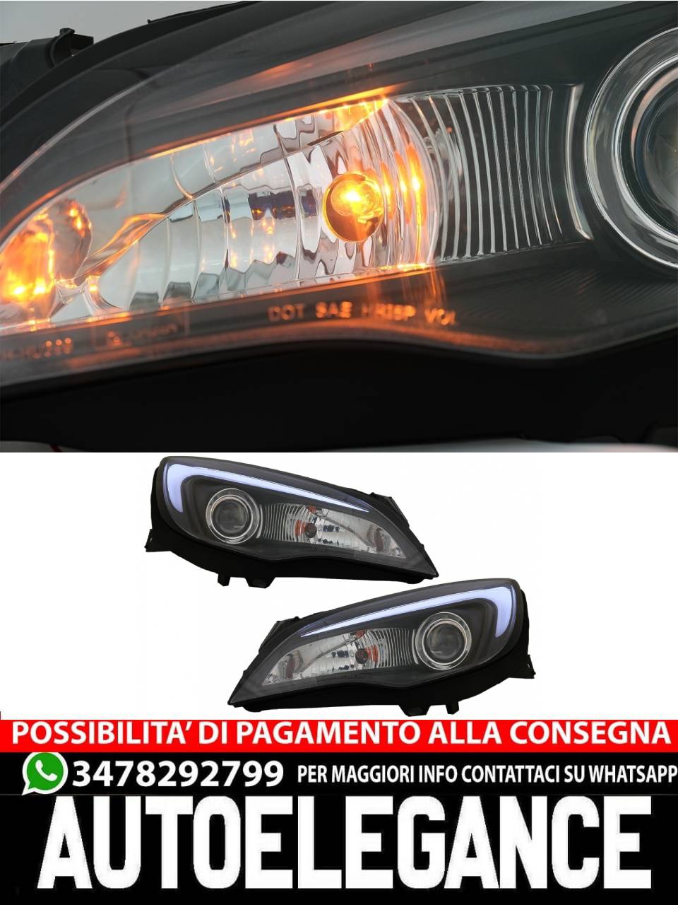 Fari anteriori a LED DRL adatti per Opel Astra J (2010-2015) TUBO LUCE NERO