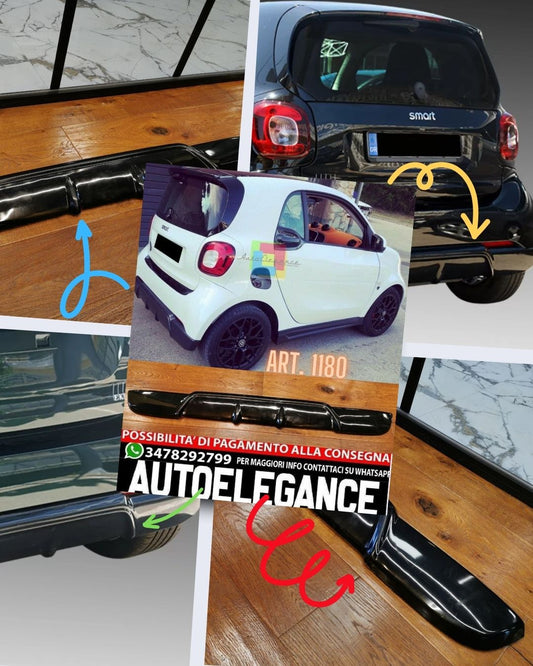 DIFFUSORE ADATTO PER SMART FORTWO 453 LOOK STANDARD NERO LUCIDO DESIGN SPORTIVO