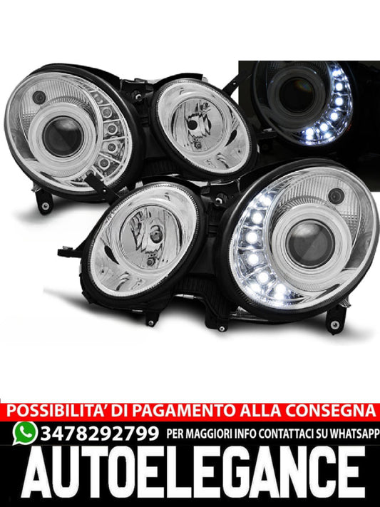 FARI ANTERIORI DAYLIGHT CHROME per MERCEDES W211 E-CLASS 03.02-04.06