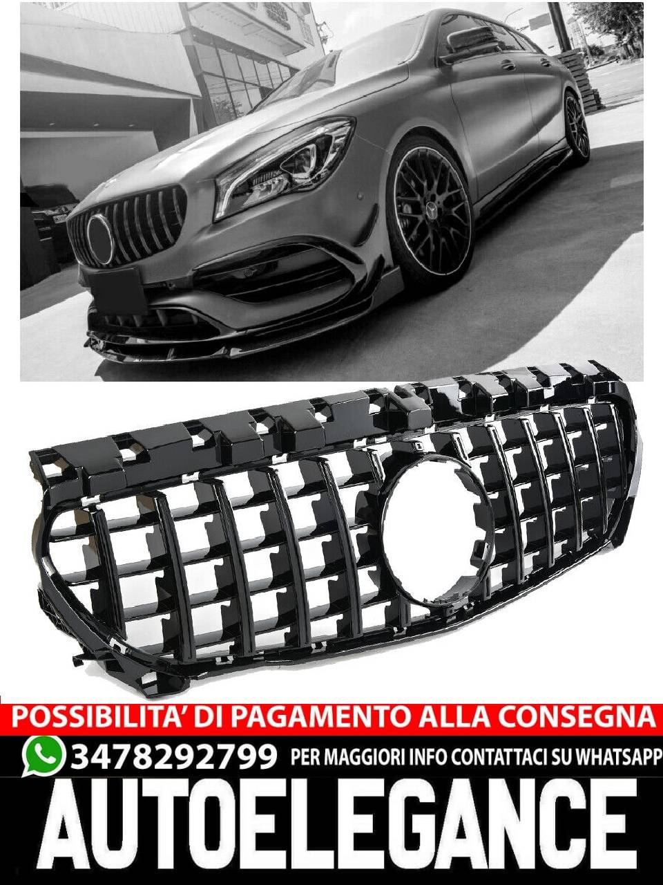 Sports grille for Mercedes C117 CLA-Class in PANAMERICANA AMG LOOK 