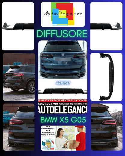 DIFFUSER SUITABLE FOR BMW X5 G05 2018-2022 MSPORT LOOK GLOSS BLACK