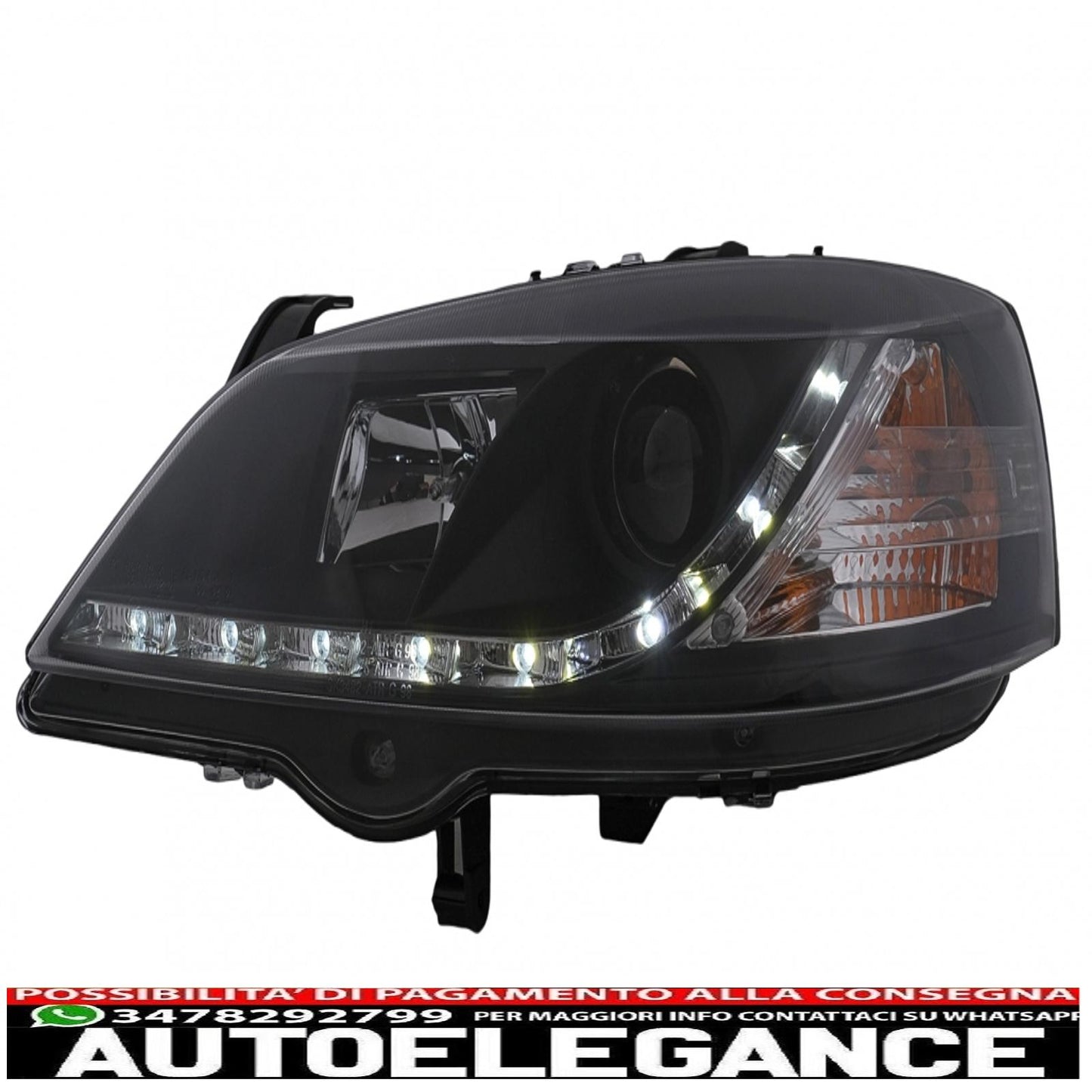 drl led headlights suitable for opel astra g (09.1997-02.2004) black 