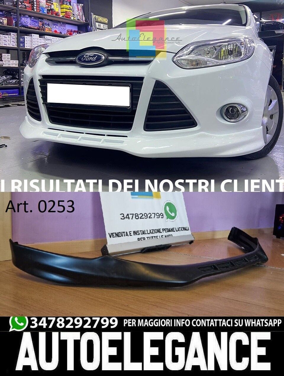 FORD FOCUS 3 III 2011-2014 FRONT BUMPER SPOILER ABS SPORTY LOOK ST 