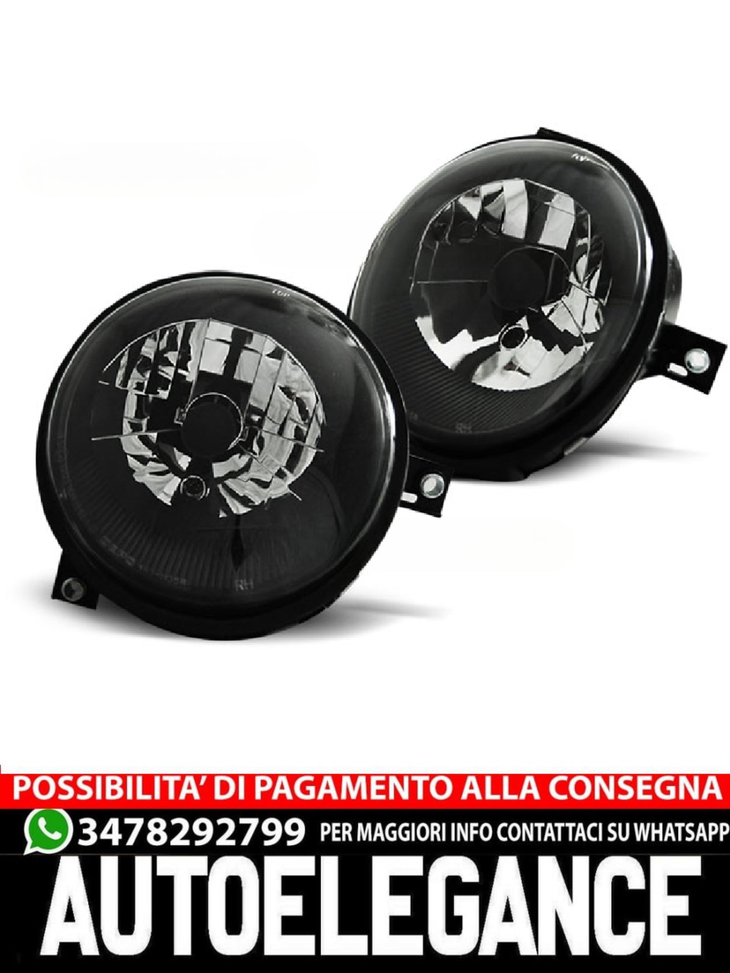 BLACK HEADLIGHTS SUITABLE COMPATIBLE FOR VW LUPO 98-05 