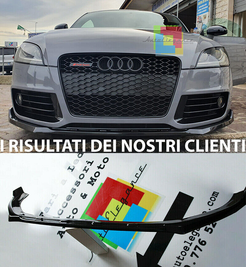 AUDI TT 8J 06-14 SPLITTER SOTTO PARAURTI ANTERIORE ABS SPORTIVO NERO LUCIDO LAMA AUTOELEGANCERICAMBI