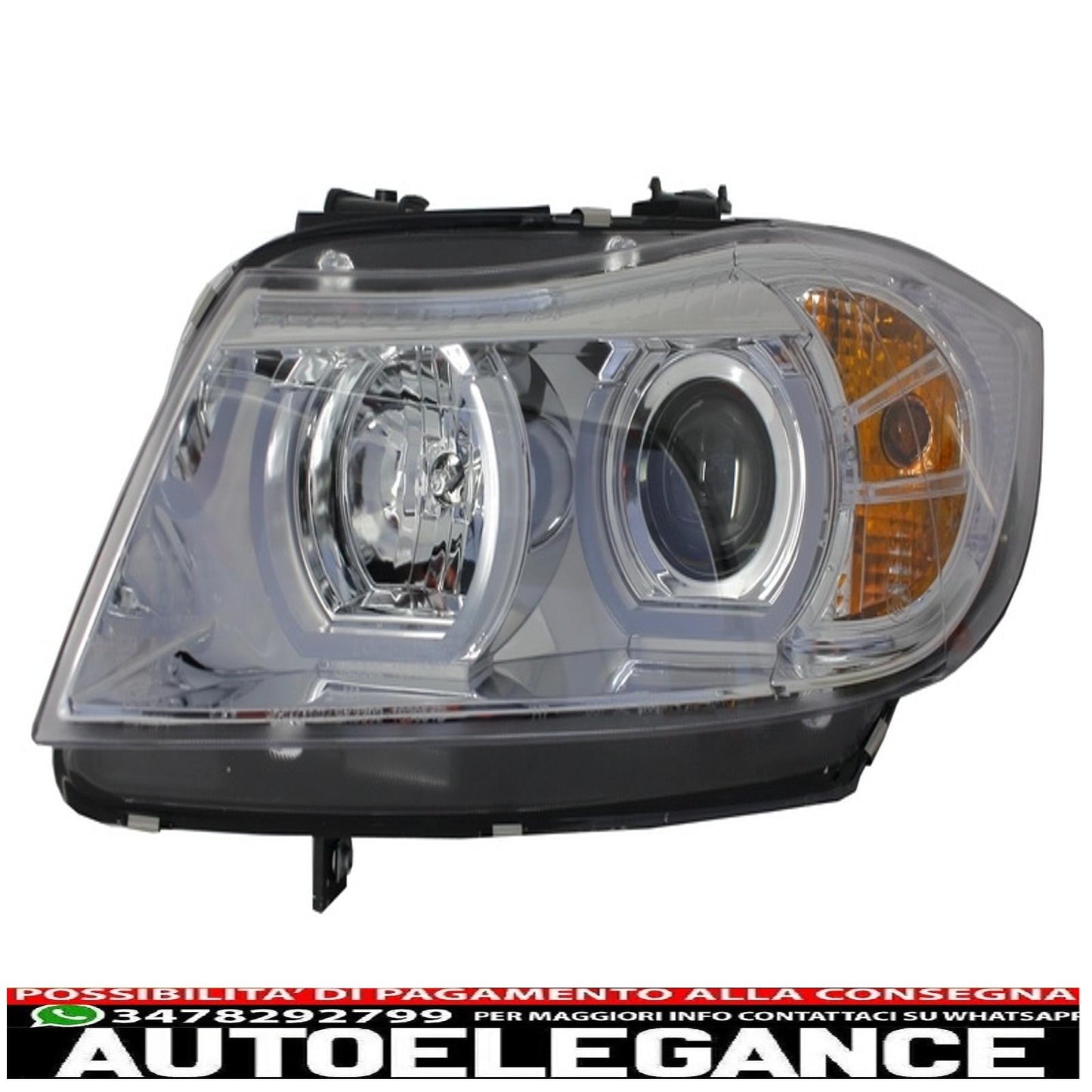 3d led angel eye headlights suitable for bmw e90 e91 (03.2005-08.2008) u-type chrome hidden 