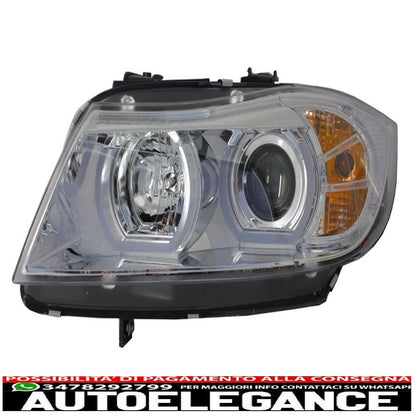 3d led angel eye headlights suitable for bmw e90 e91 (03.2005-08.2008) u-type chrome hidden 