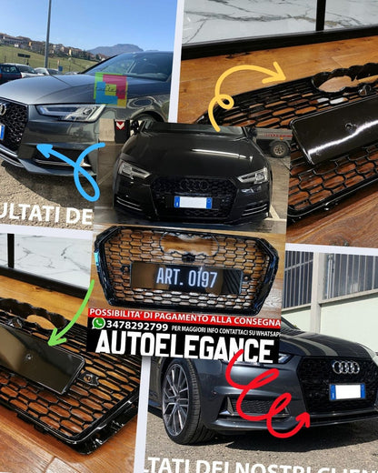 💎AUDI A4 B9 2015-2018 GRIGLIA ANTERIORE CALANDRA RS4 NIDO D'APE BORDO NERO💎