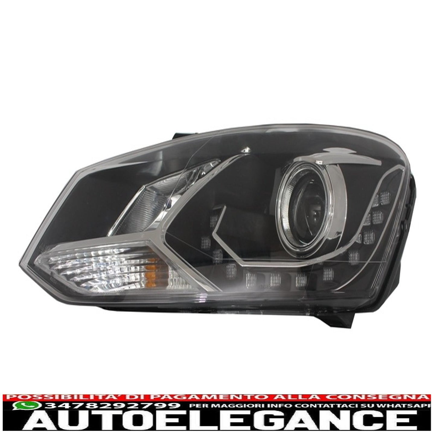 dayline headlights suitable for vw polo 6r 09+ led drl daytime running lights black optics