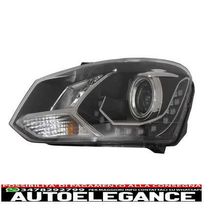 dayline headlights suitable for vw polo 6r 09+ led drl daytime running lights black optics