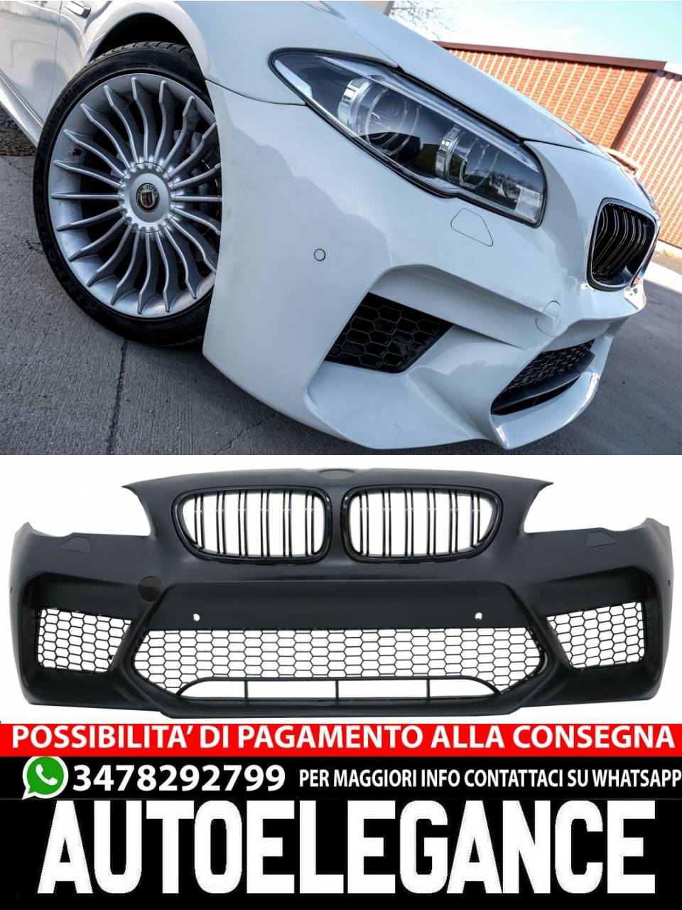 Paraurti anteriore con griglie centrali adatto per BMW Serie 5 F10 F11 2011-2017