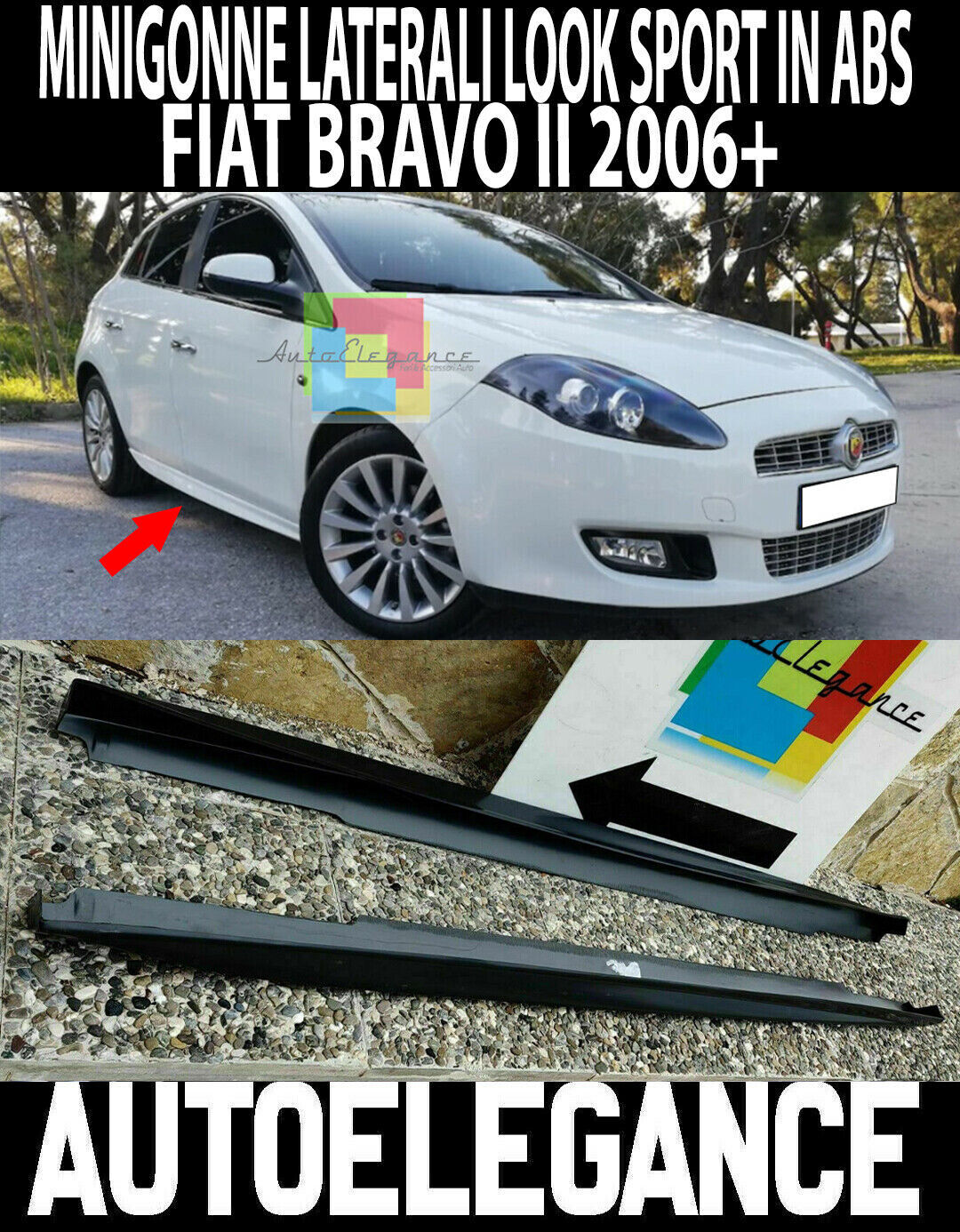 FIAT BRAVO II 2006-2016 SPOILER SIDE SKIRTS ABS - SPORTS DOOR UNDER - 