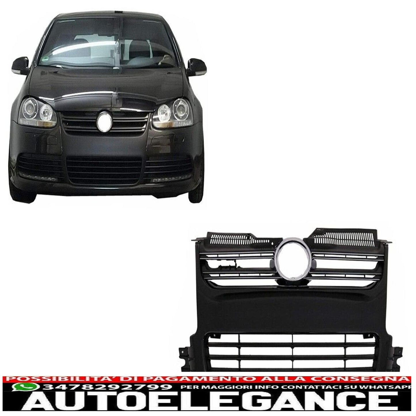 Griglia anteriore per VW Golf 5 V 2003-2009 Griglia centrale R32 Design Nera