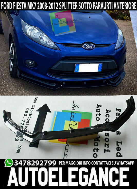 LAMA PER FORD FIESTA MK7 2008-2012 SOTTO PARAURTI ANTERIORE ABS NERO SPLITTER 00