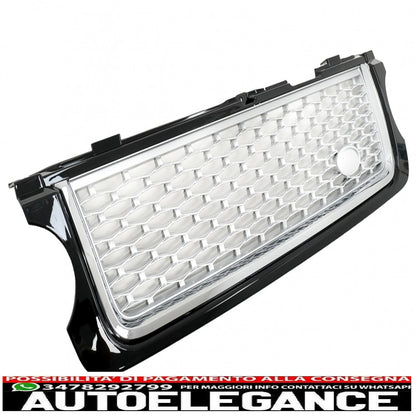 center grille suitable for land rover vogue l322 iii (2010-2012) black silver autobiography supercharged edition