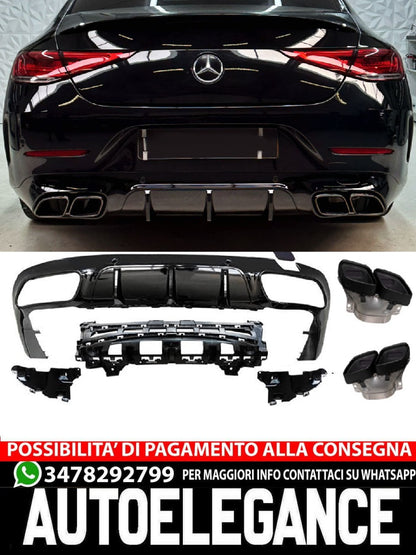 Per Mercedes X257 C257 CLS Diffusore + Paraurti Scarico 2X2 (NERO) 63 OTTICA AMG